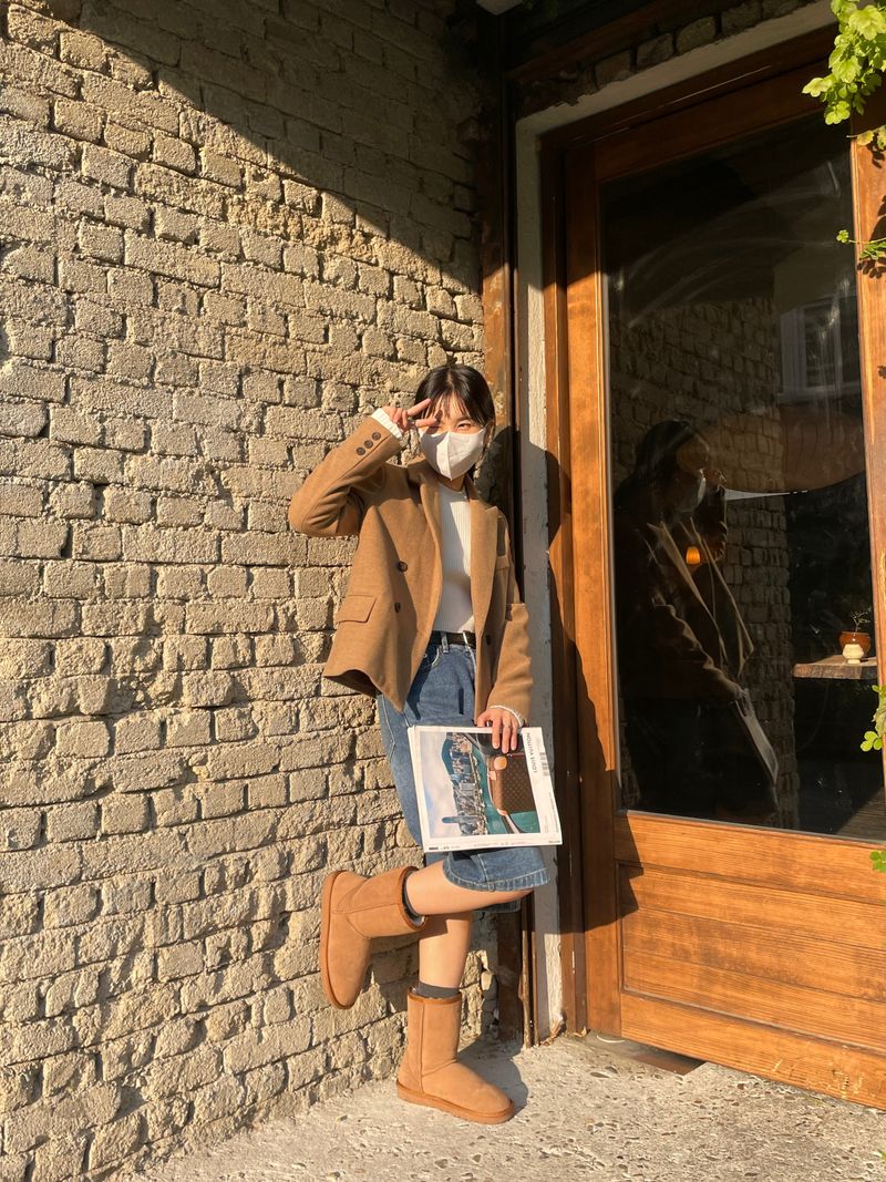 Muse wool collar short coat