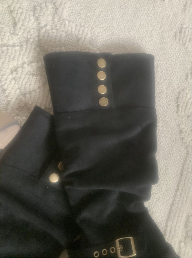 Dion Suede Buckle Long Boots (black)