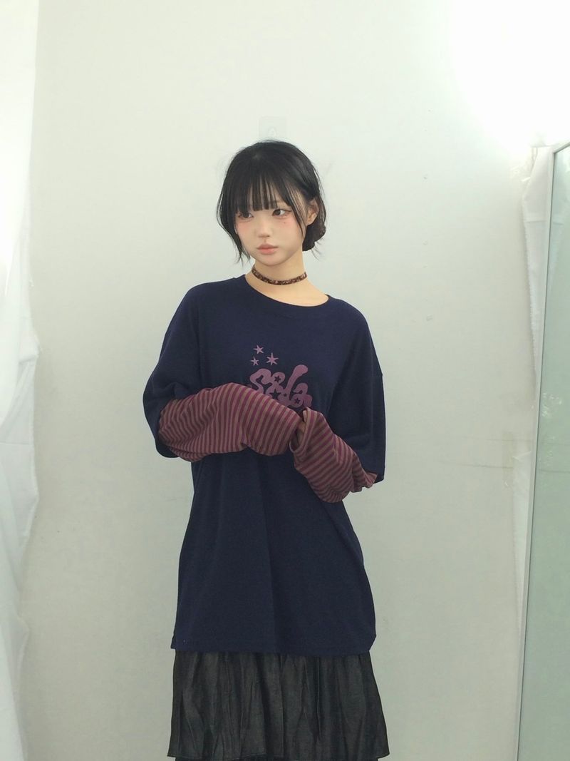 Diagonal Layer Shirring Long Skirt