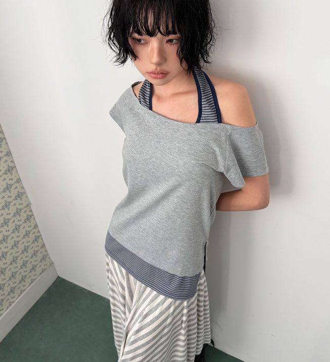 ホルター レイヤード オフTシャツ