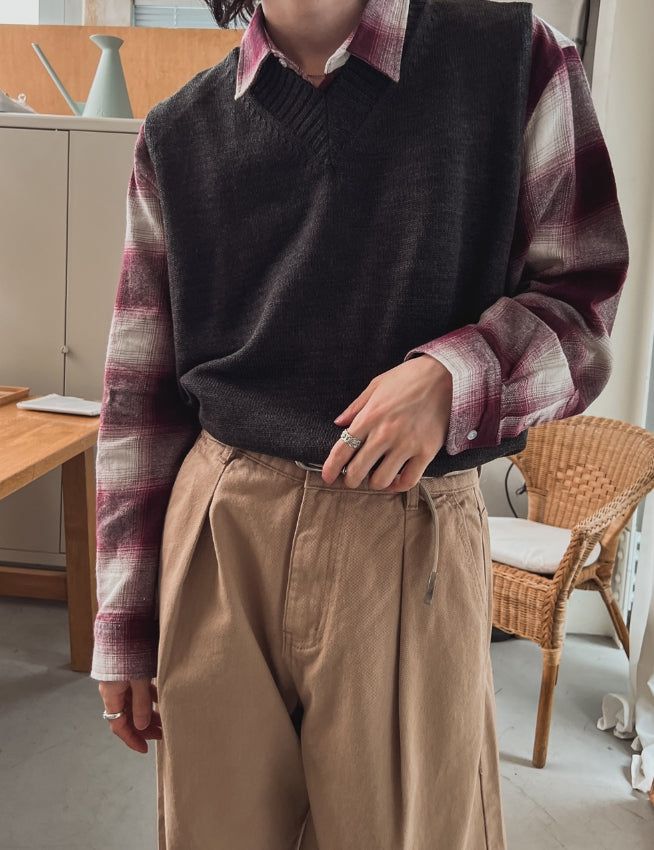 Cent Reverse Pintuck Cotton Pants