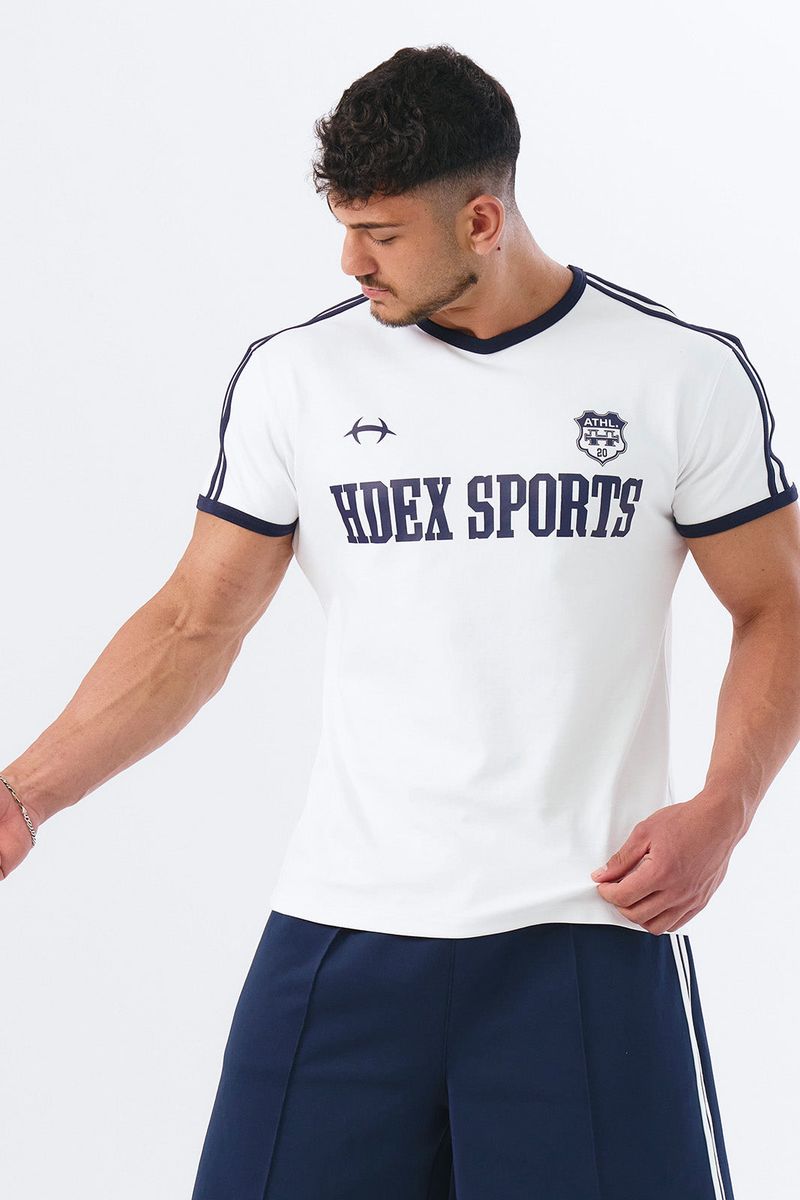 Sporty Ringer Muscle Fit Short Sleeve White