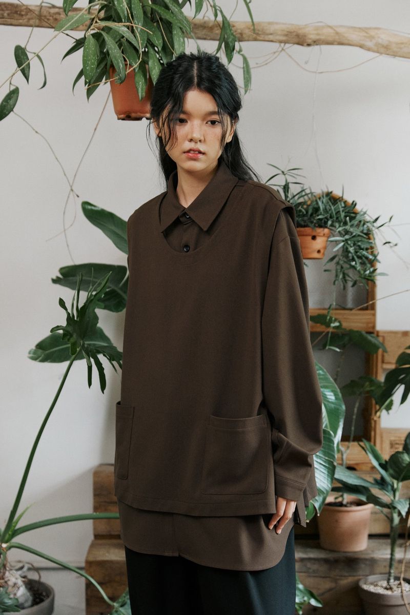 unisex shirts vest brown