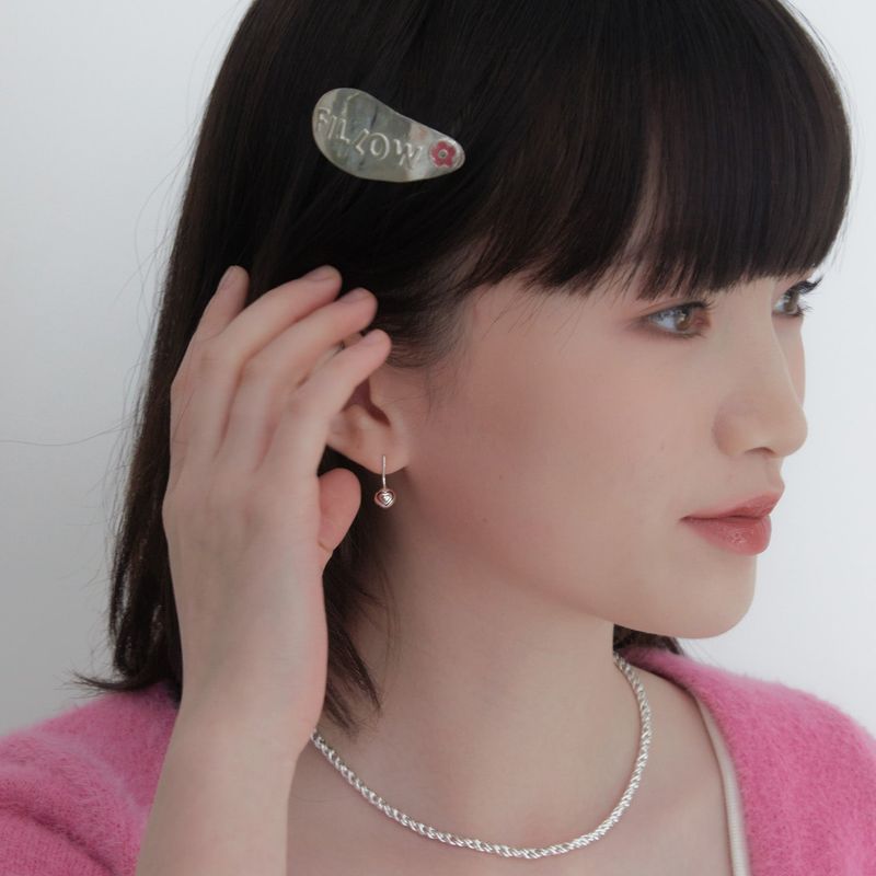 puffy heart sparkle earring