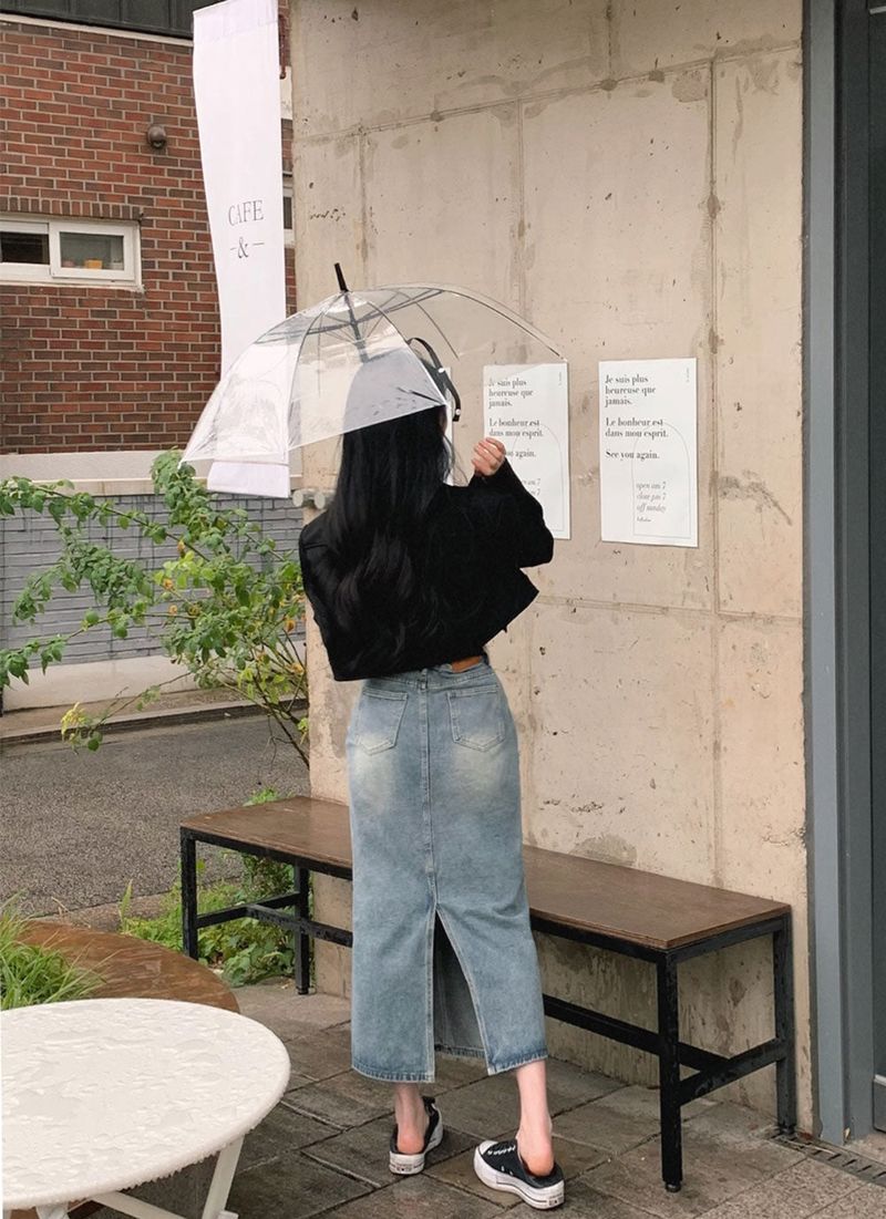 BEIDELLI（ベイデリー）の「[2color] Back Slit Long Denim Skirt（Skirts）」