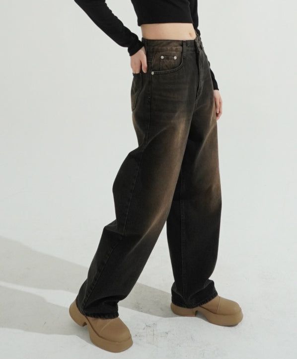 KIXI（キッシー）の「Brown Sand Brush Wide Denim Pants（Pants）」