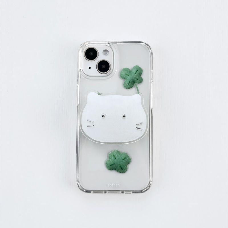[phone grip] silver cat