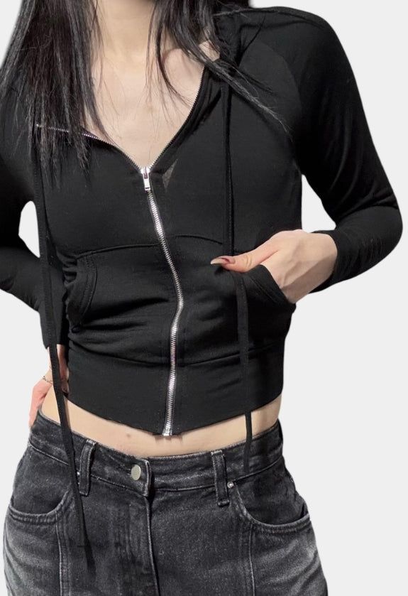 Culotte hood zip-up