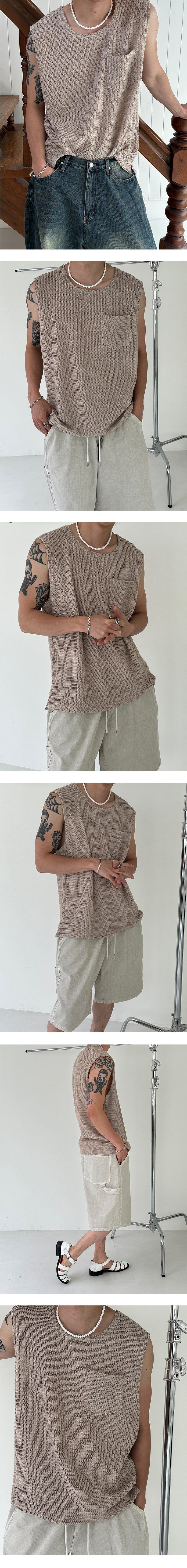 [S/S] Square pocket knit sleeveless (5color)