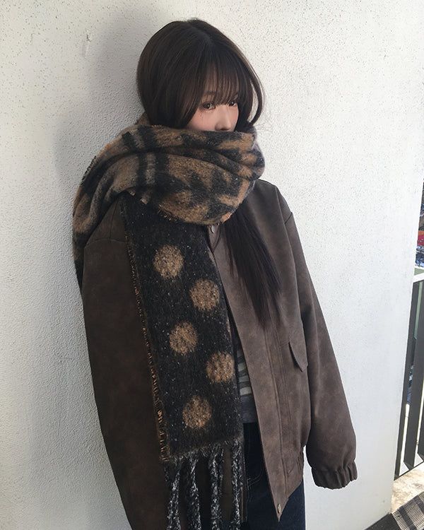 Puen High-Neck Fur Suede Jacket
