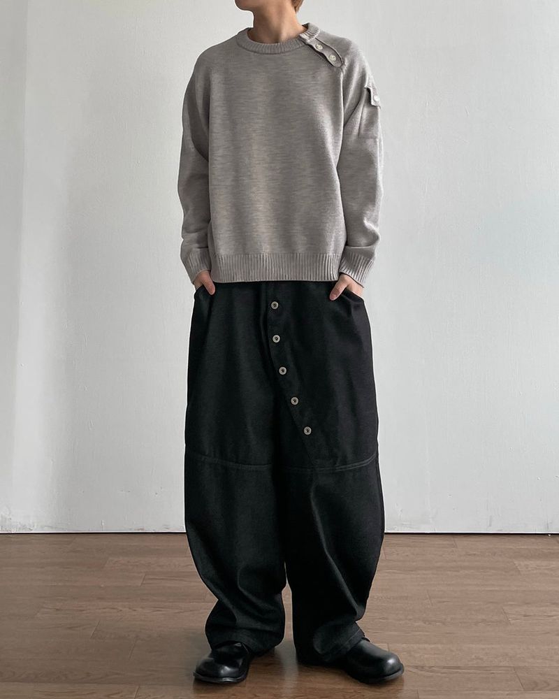 Bis Diagonal Button Knit