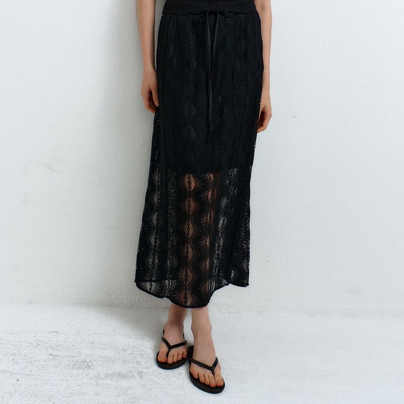 Lace Long Skirt_Black