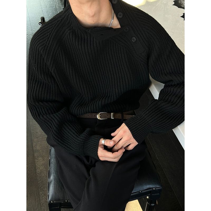 [Unisex] Shoulder button heavy knit(5color)