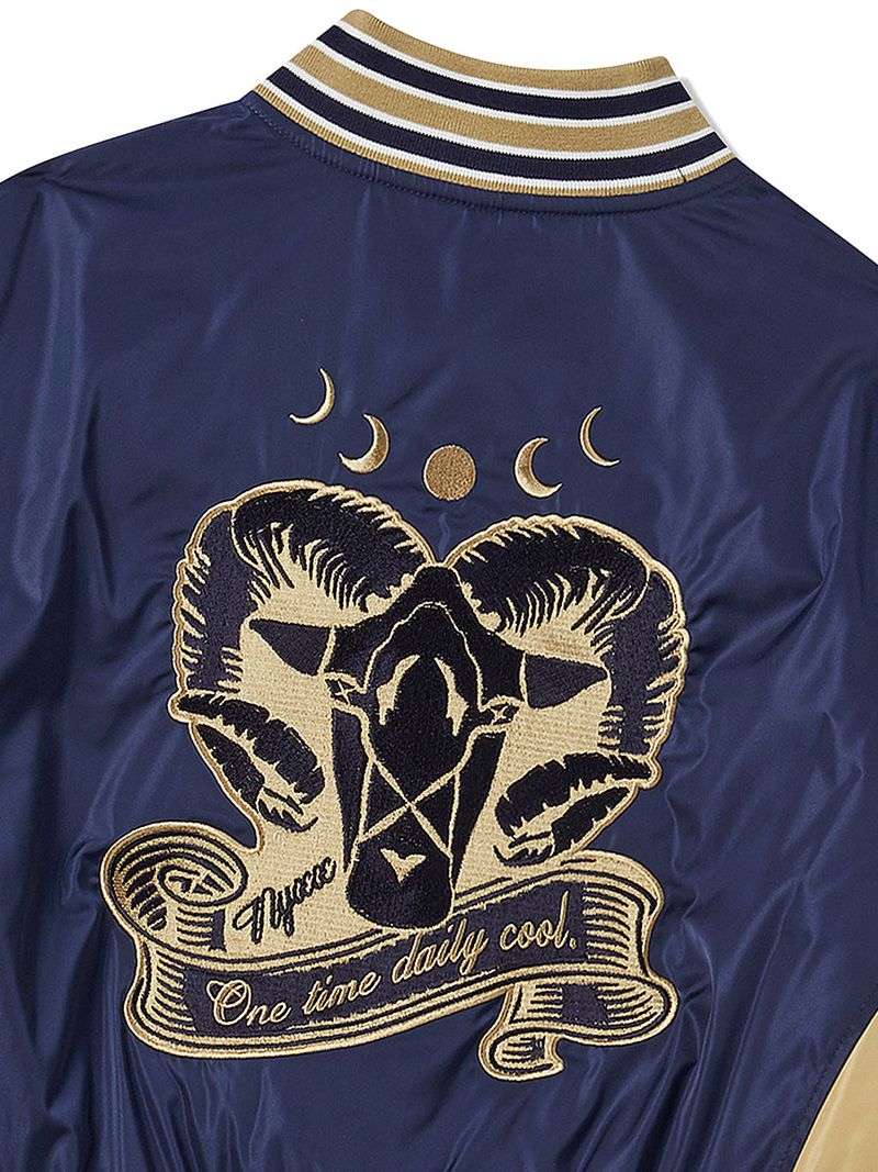 OVIS COLOR BLOCK BOMBER JACKET (NAVY)