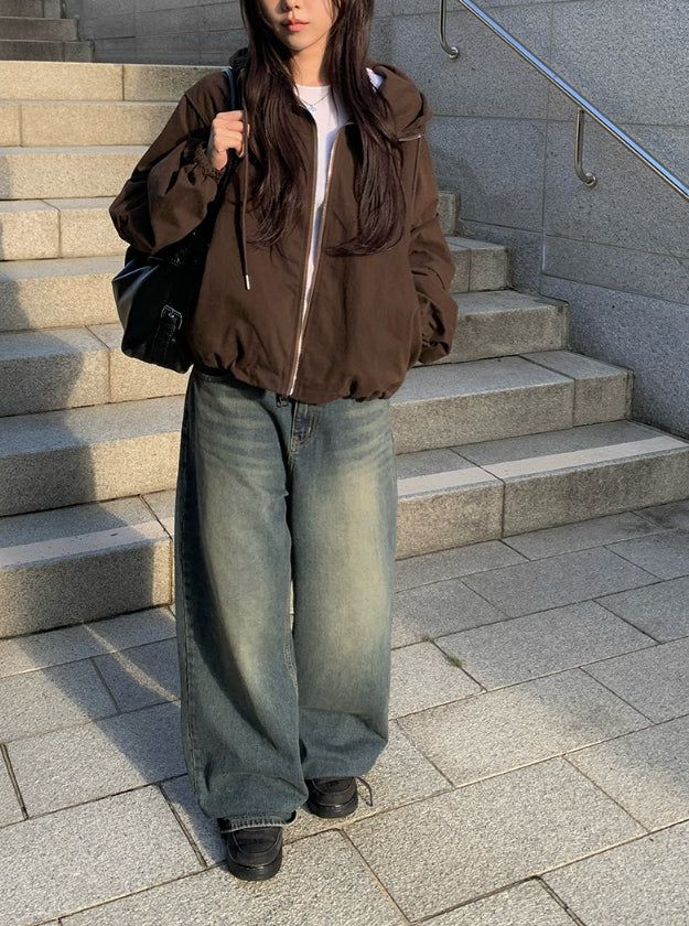 Thyssen Washing Denim Wide Pants