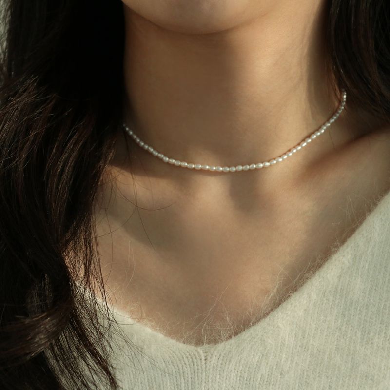 14K goldfilled baby rice pearl necklace