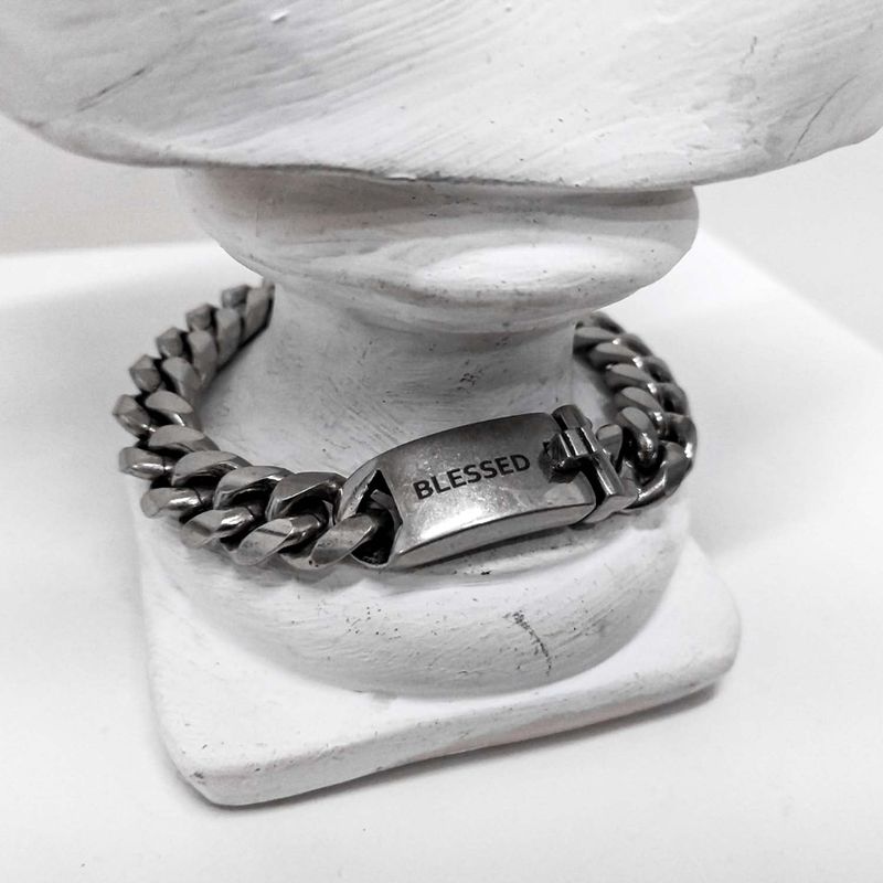 BLESSED BULLET（ブレスドブレット）の「[BLESSEDBULLET]STEEL LINE CRUVE CHAIN BRACELET_ANTIQUE SILVER（Accessories）」