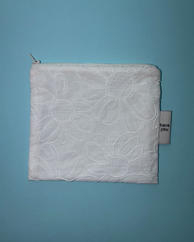 Sunflower thread square pouch - white