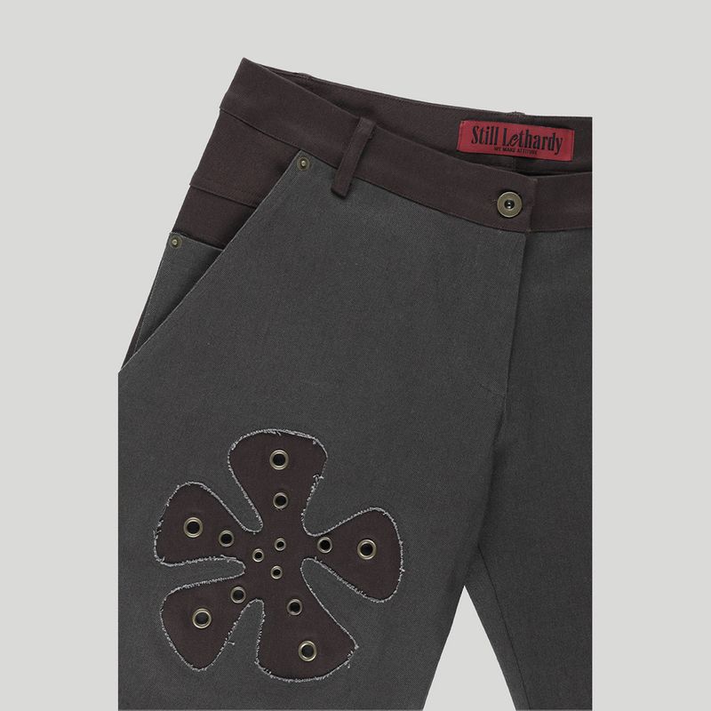 TWO-TONE FLOWER STRAIGHT JEAN