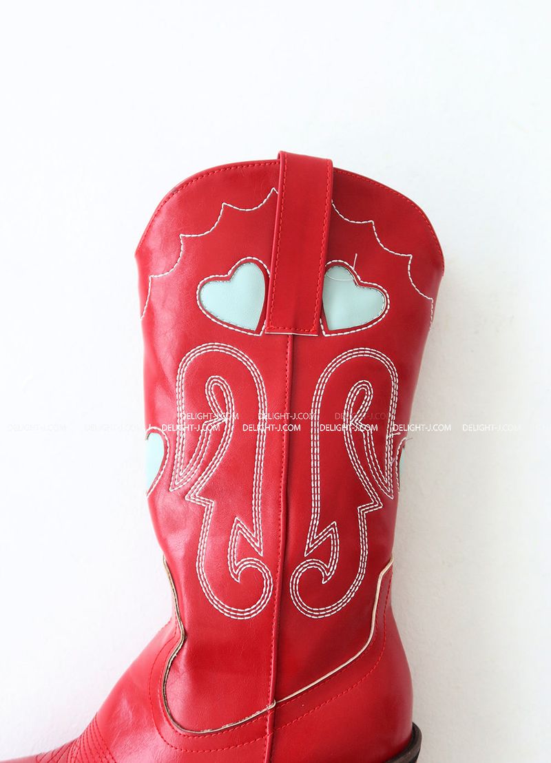 1:1 Custom Order Red Heart Western Boots