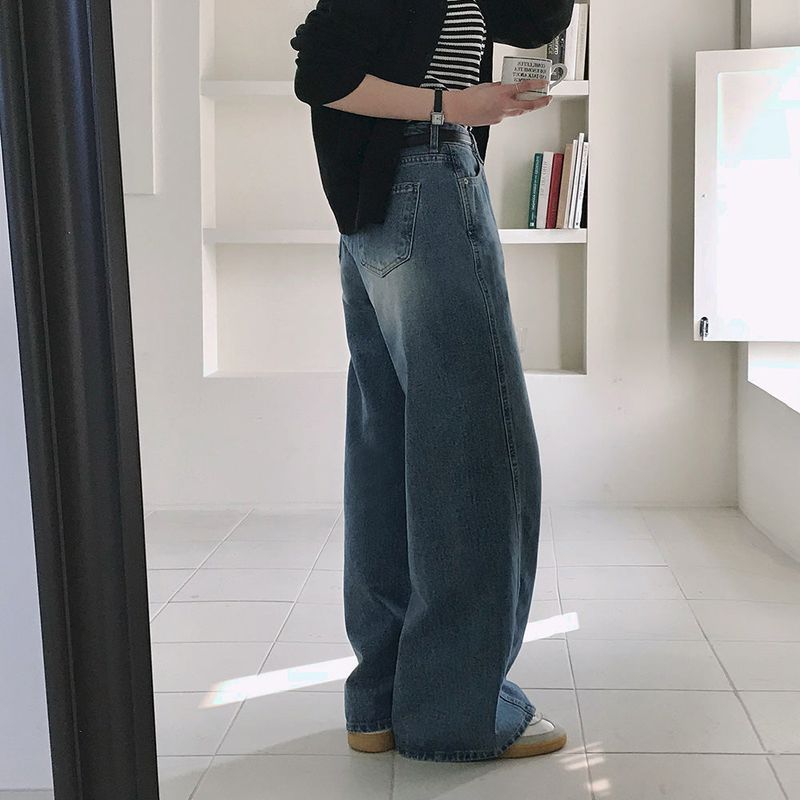 [Bellide made] FLOW, SLIT LINE WIDE DENIM PANTS