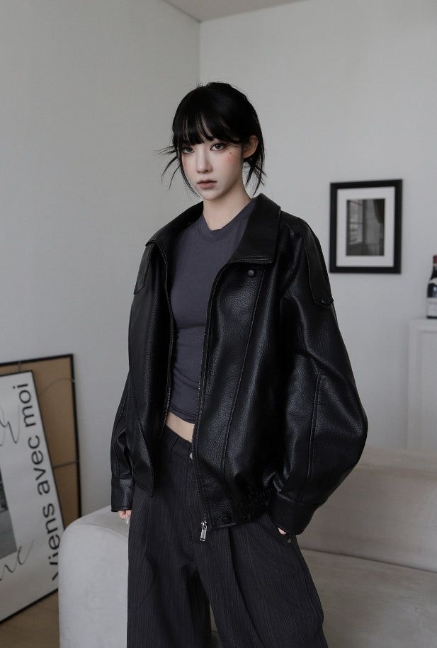 26SS★ [ EEUN MADE] Biker clip leather jumper