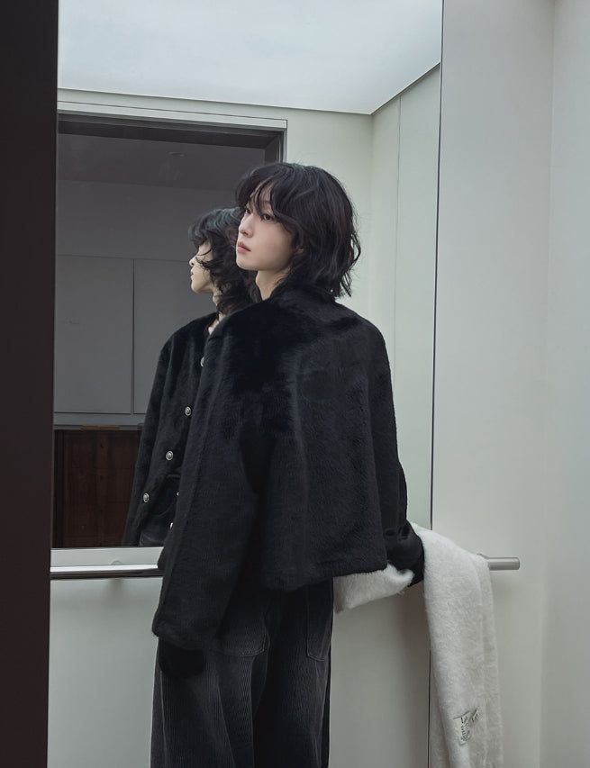 Mink reversible crop antique jacket