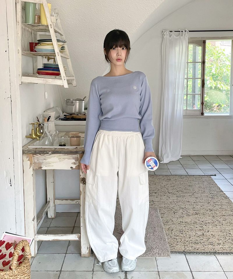 STITCH LOGO SOFT BOATNECK KNIT