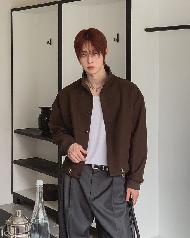 Sven Suede High-Neck Cardigan