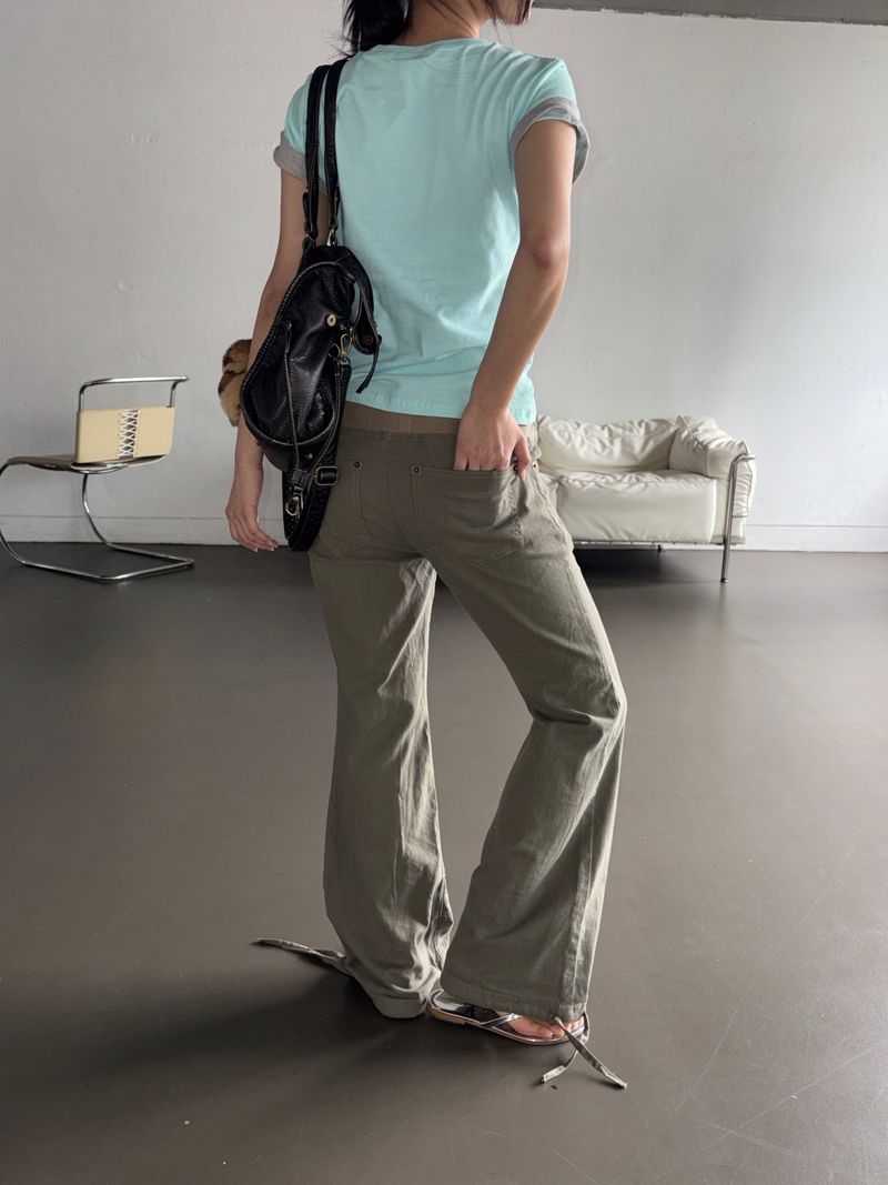 Rizley Elastic Waist Cotton Bootcut Pants 2color