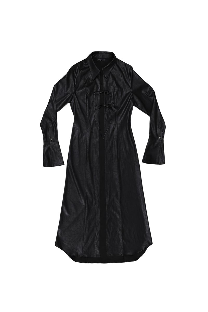 MAXI LEATHER SHIRT #BLACK
