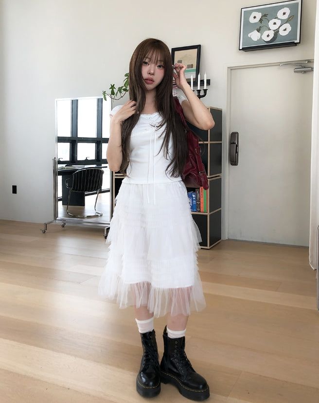 Rita Chiffon Frill Midi Skirt