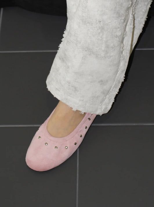 STUD SUEDE BALLET FLAT