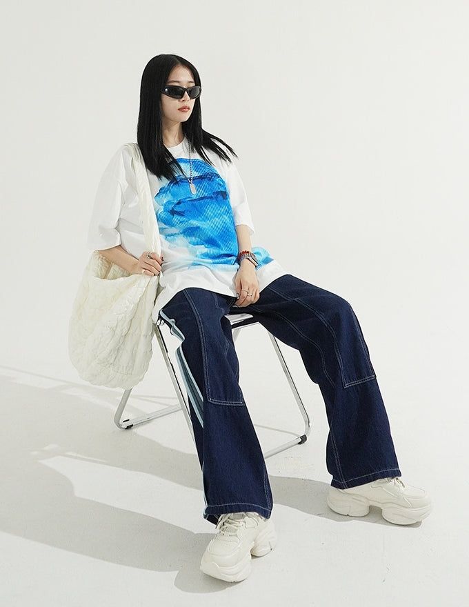 [BELT SET] Rope Line Denim Pants