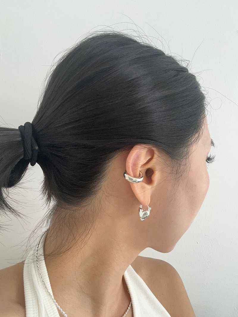 [925silver] Heart lock earring