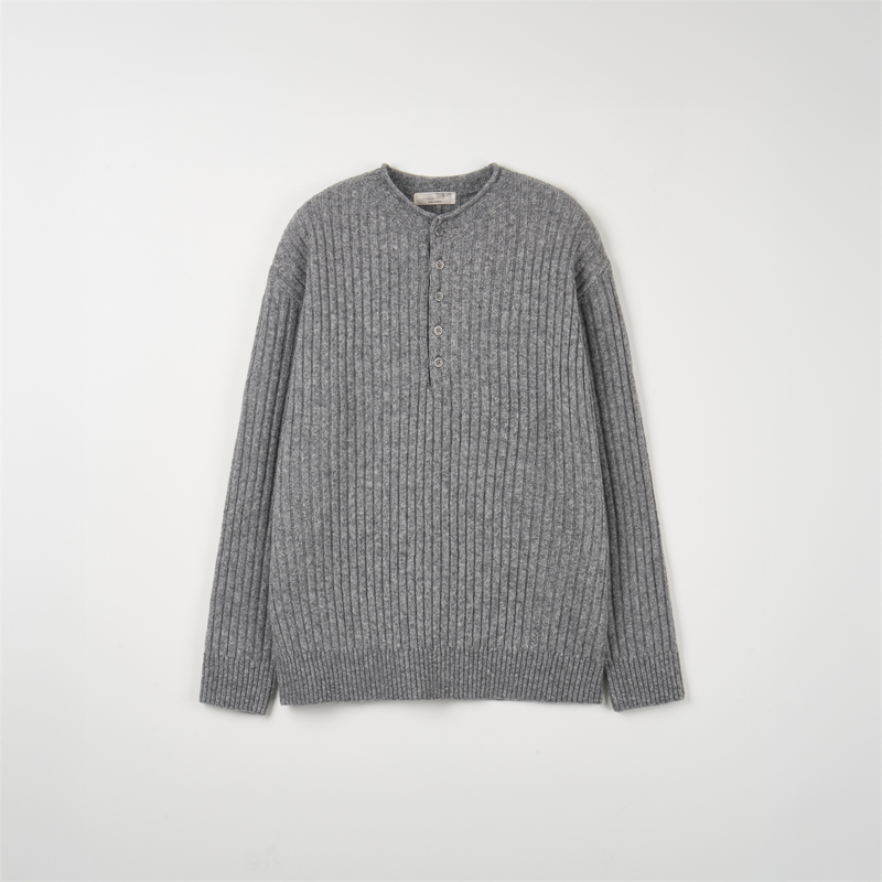 Stoic Henley-Neck Wool Knit (4 Colors)