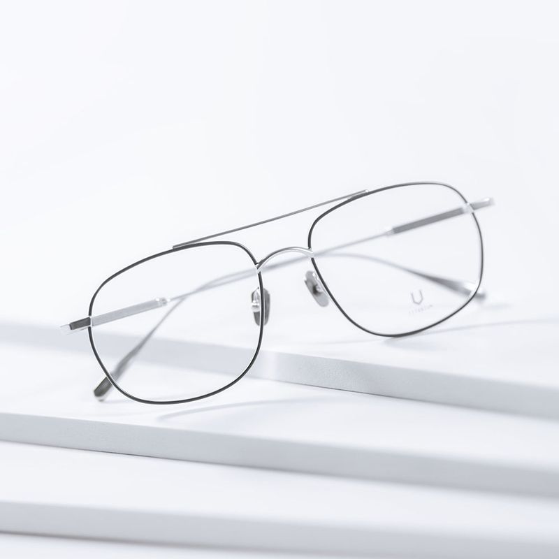 Knouun Square titanium glasses CODE. 102. G Silver