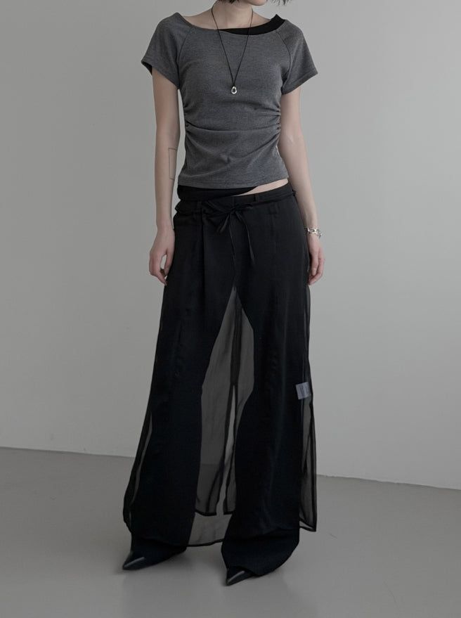 Sheer See-through Layered Long Skirt