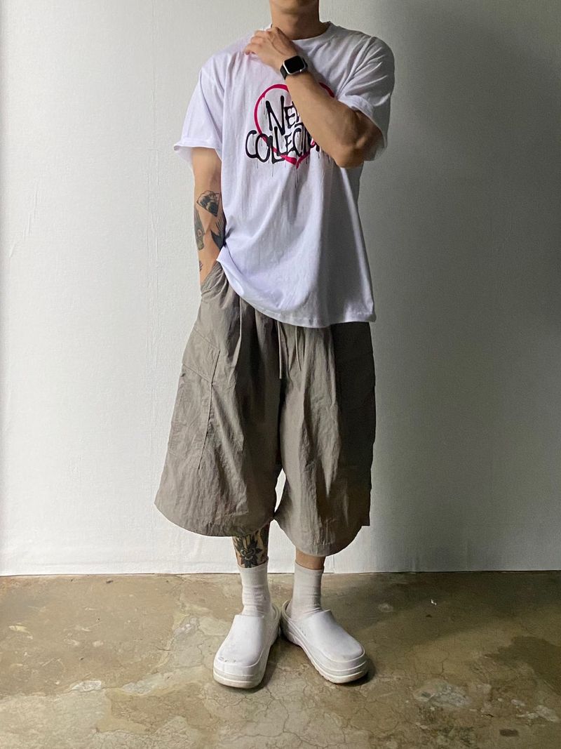 Metal Nylon Cargo Half Pants 3C