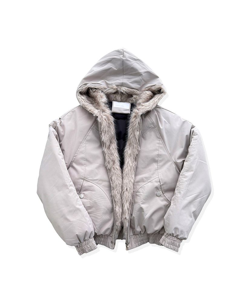 Helen Cropped Fur Hooded Jumper