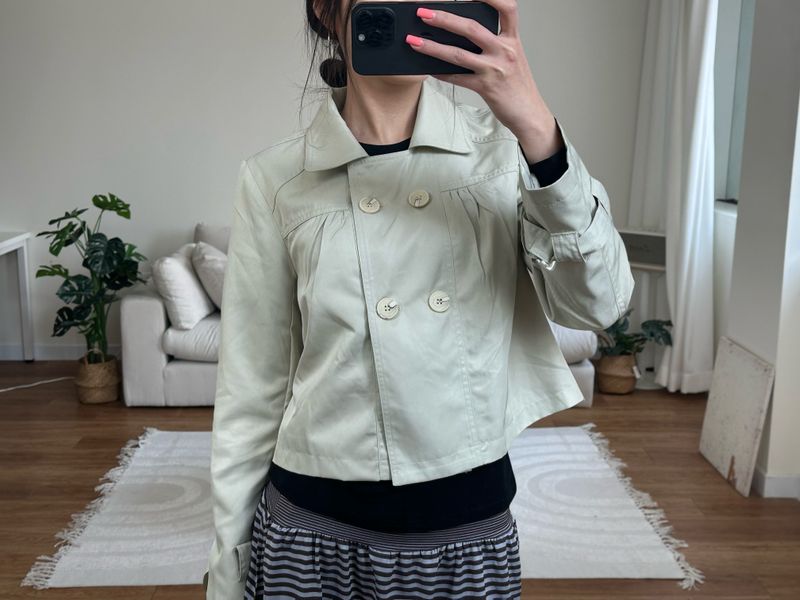 cropped spring trench jacket