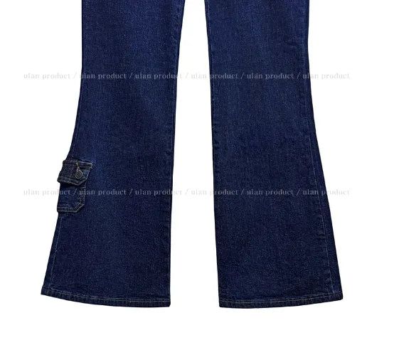 Shiff Ribbed Banding Bootcut Denim Pants