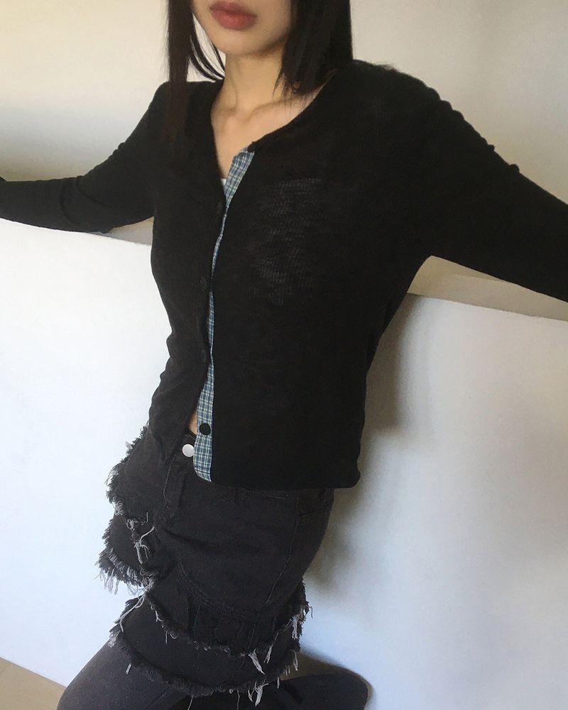 Kens Checkered Slav Cardigan