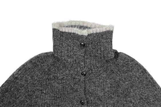 Ruggie Color Matching Collar High Neck Button Knit
