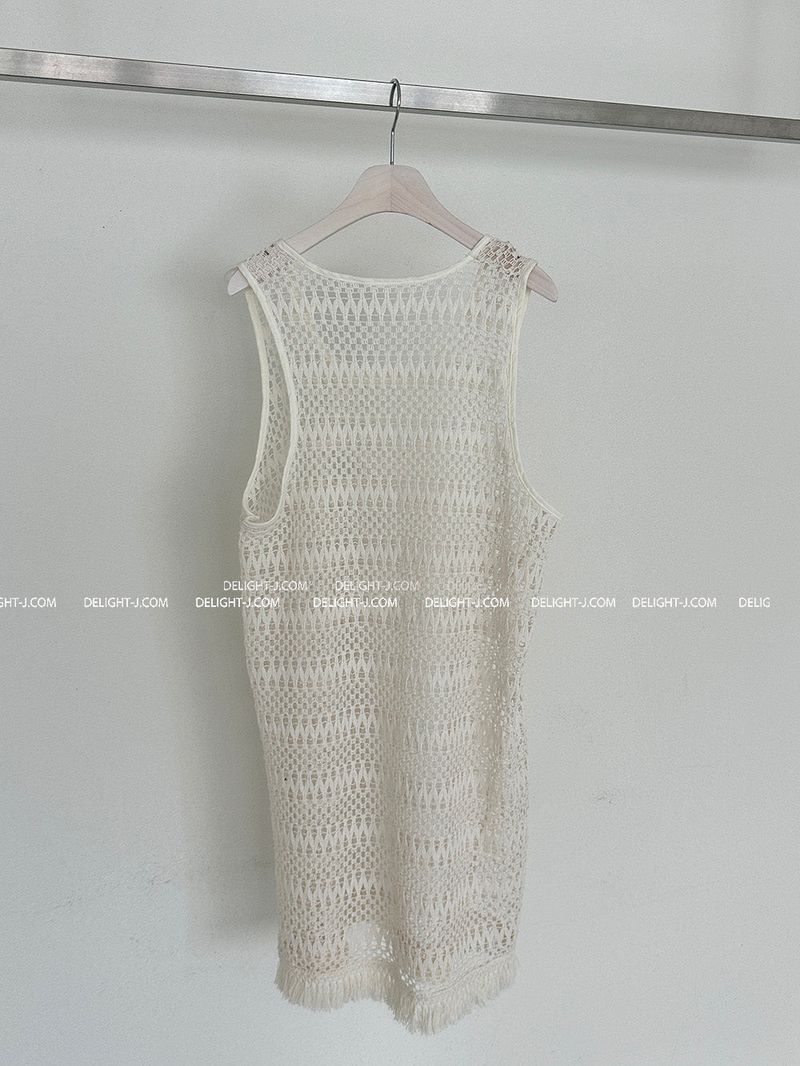 Fringe Mesh Crochet Layered Dress