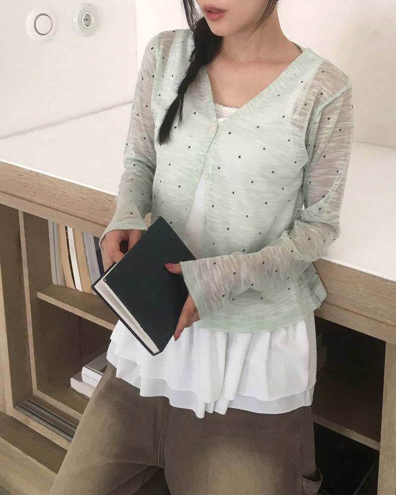 Flan Summer See-through Dot Cardigan