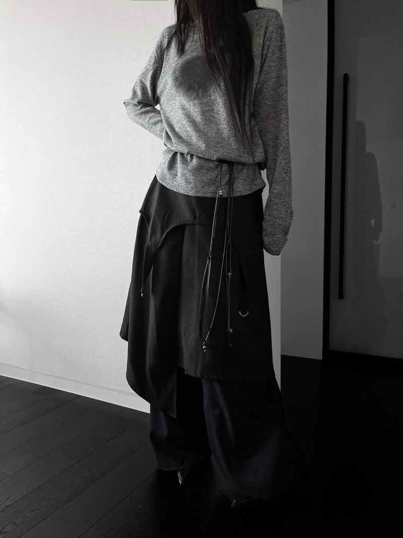 dust D-ring asym midi skirt (2color)