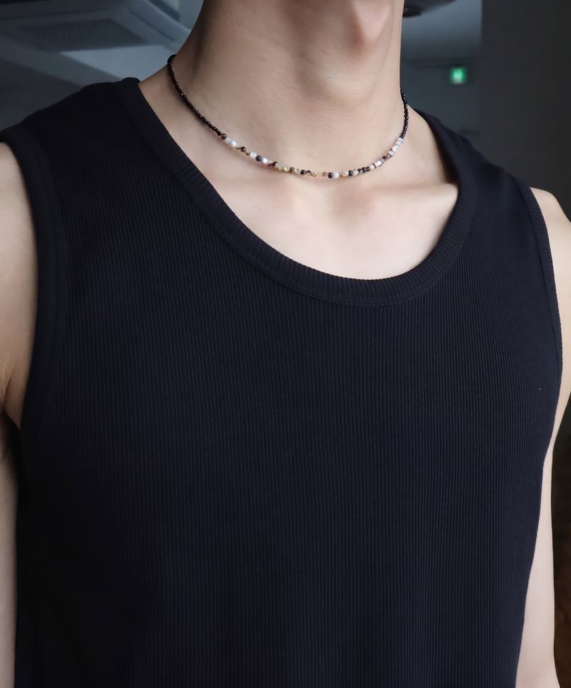 Men’s black beaded necklace_CLEF Note NEC