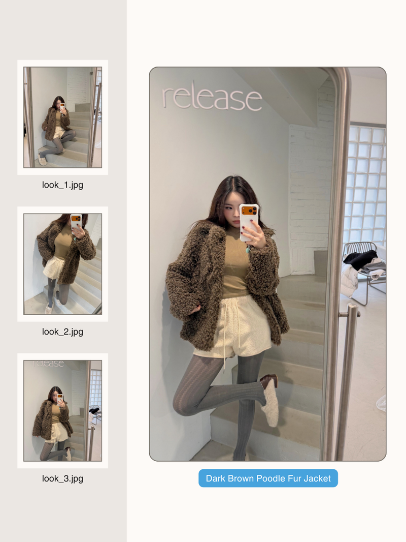 Dark Brown Poodle Fur Jacket