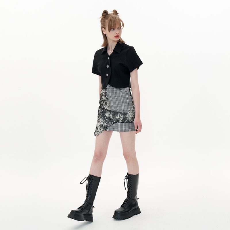 Frill Skirt [Tie-dye check]